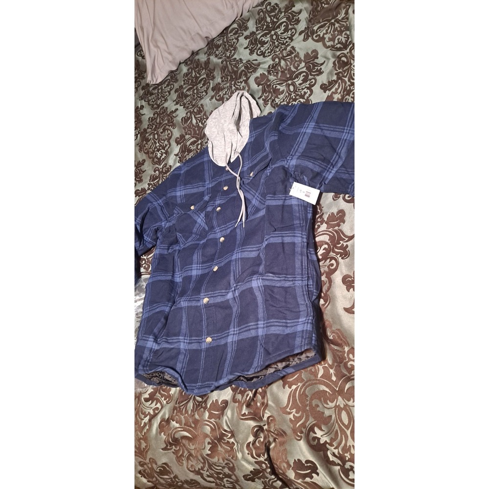 Wrangler Authentics Men's Long Sleeve Quilted Lined Flannel Shirt Jacket sz...